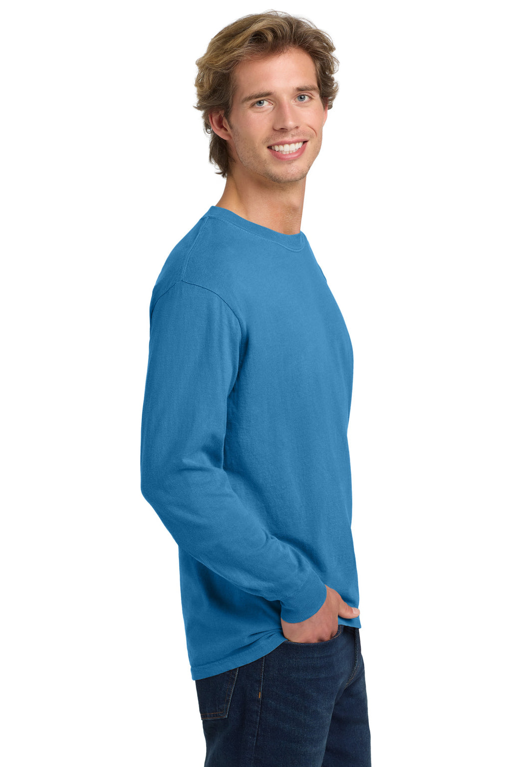 COMFORT COLORS Heavyweight Ring Spun Long Sleeve Tee. 6014 - Royal Caribe - side