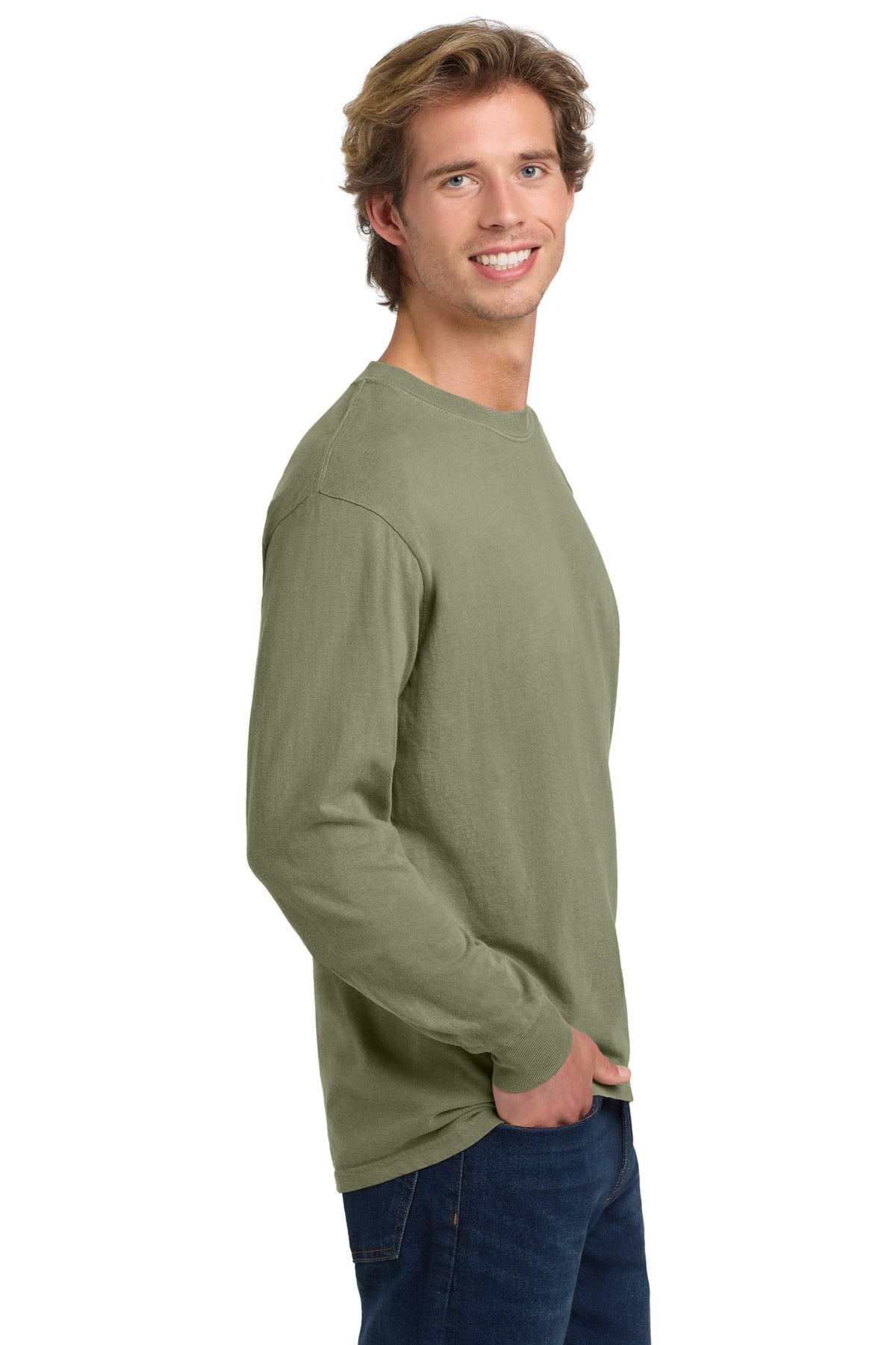 COMFORT COLORS Heavyweight Ring Spun Long Sleeve Tee. 6014 - Sandstone - side
