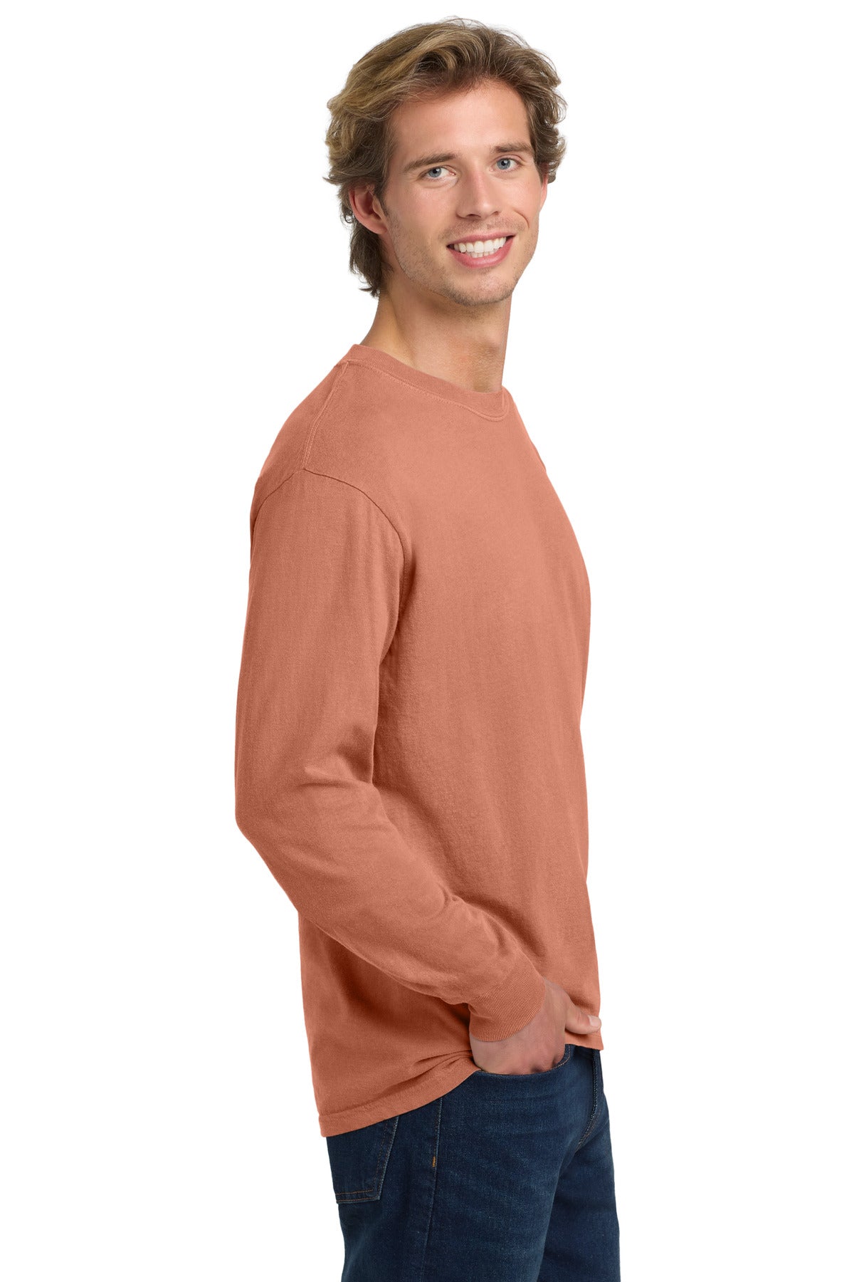 COMFORT COLORS Heavyweight Ring Spun Long Sleeve Tee. 6014 - Terracotta - side