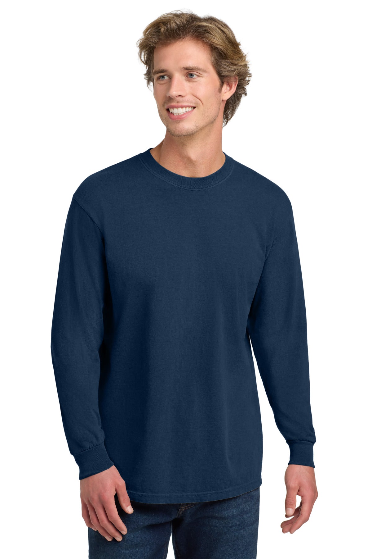 COMFORT COLORS Heavyweight Ring Spun Long Sleeve Tee. 6014 - True Navy - front