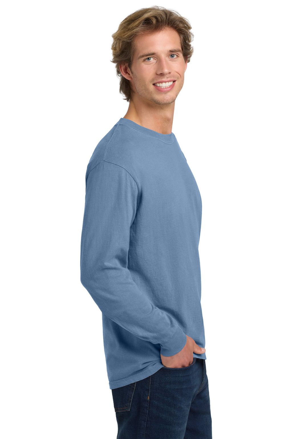COMFORT COLORS Heavyweight Ring Spun Long Sleeve Tee. 6014 - Washed Denim - side