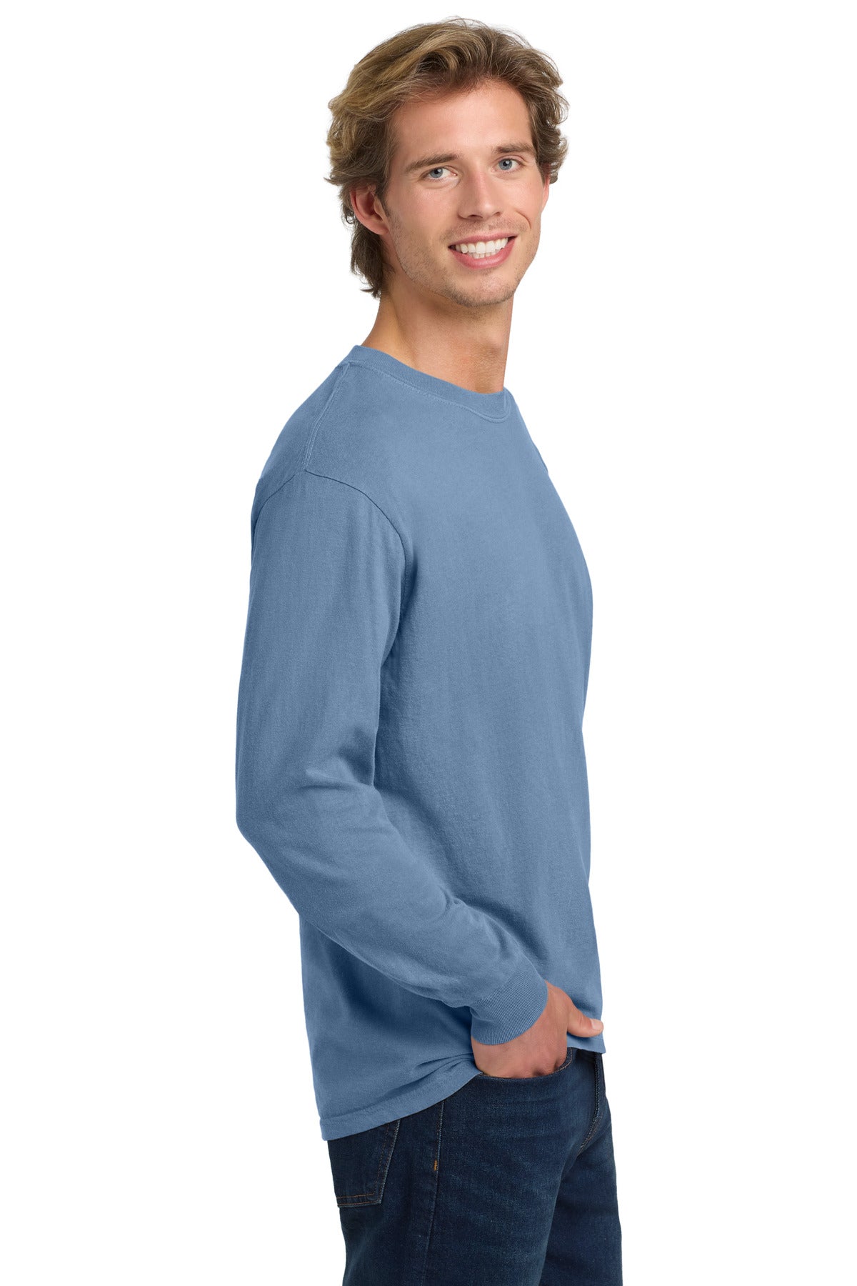 COMFORT COLORS Heavyweight Ring Spun Long Sleeve Tee. 6014 - Washed Denim - side