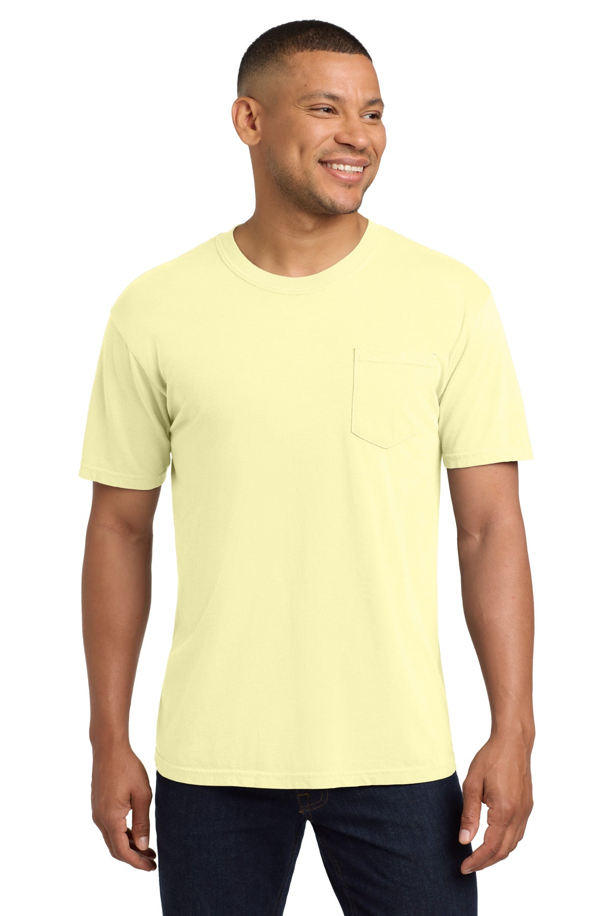 COMFORT COLORS Heavyweight Ring Spun Pocket Tee. 6030 - Banana - front