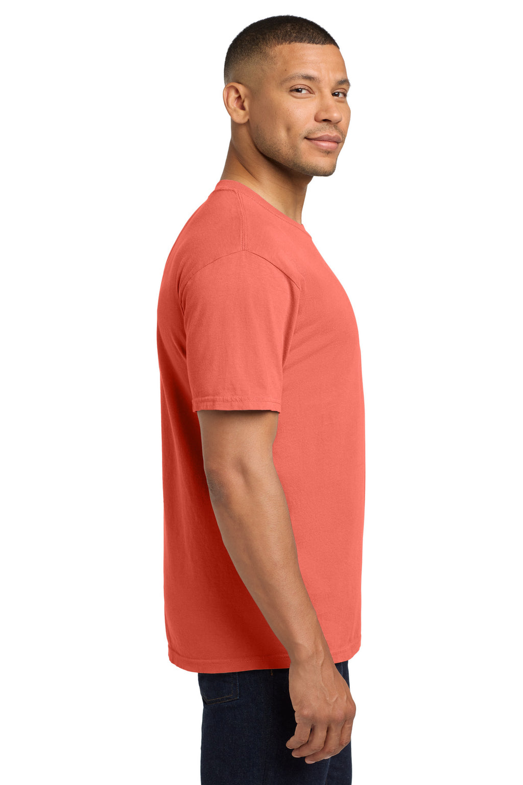 COMFORT COLORS Heavyweight Ring Spun Pocket Tee. 6030 - Bright Salmon - side