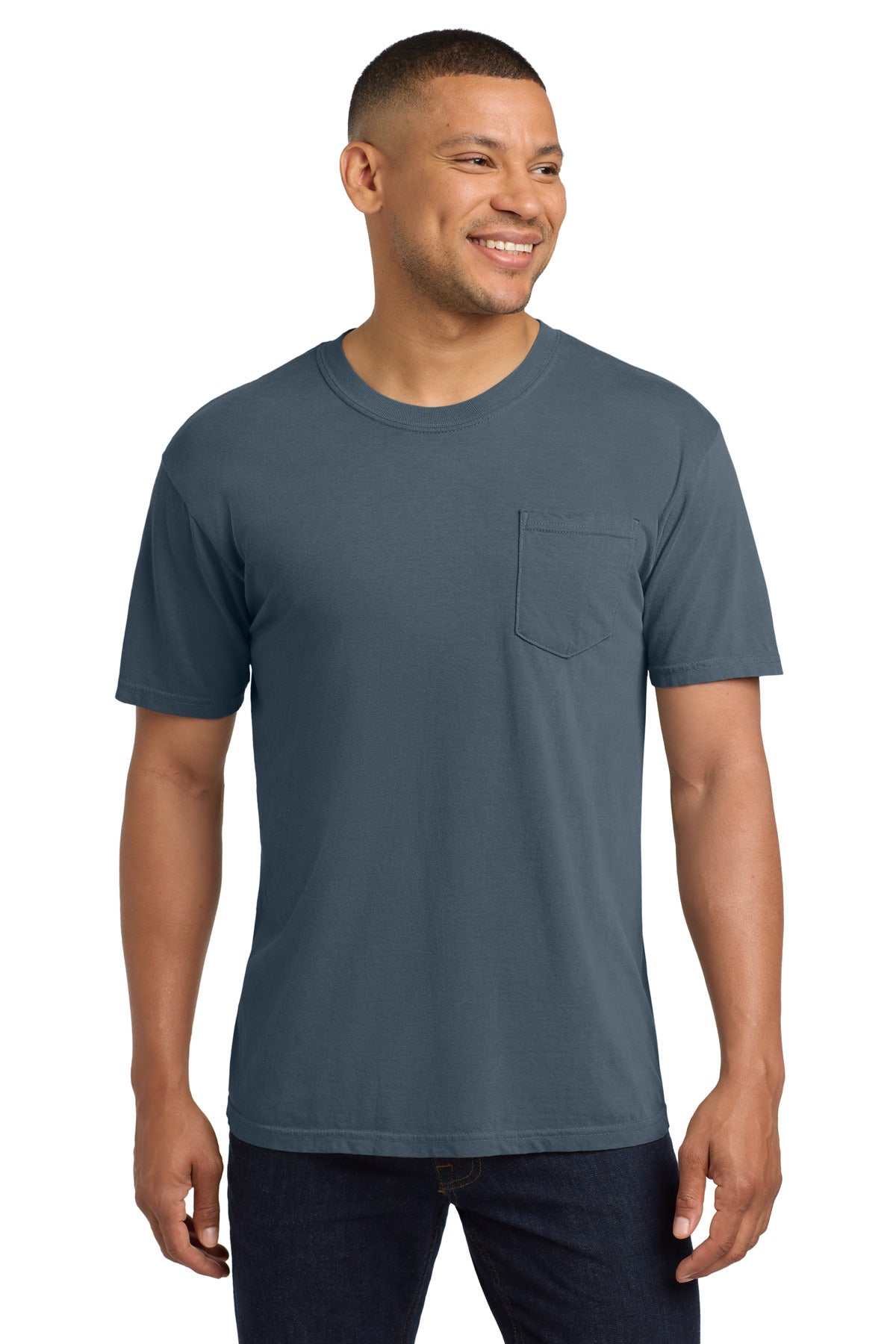 COMFORT COLORS Heavyweight Ring Spun Pocket Tee. 6030 - Denim - front