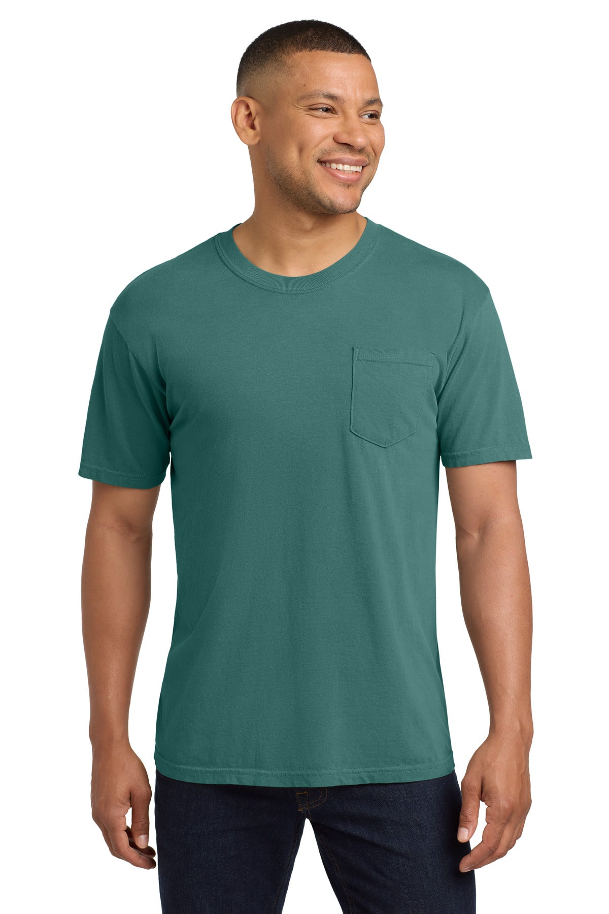 COMFORT COLORS Heavyweight Ring Spun Pocket Tee. 6030 - Emerald - front