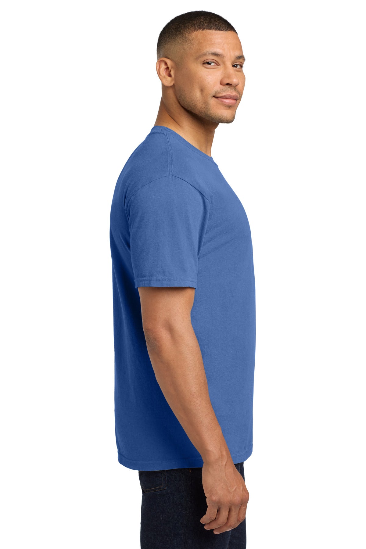 COMFORT COLORS Heavyweight Ring Spun Pocket Tee. 6030 - Flo Blue - side