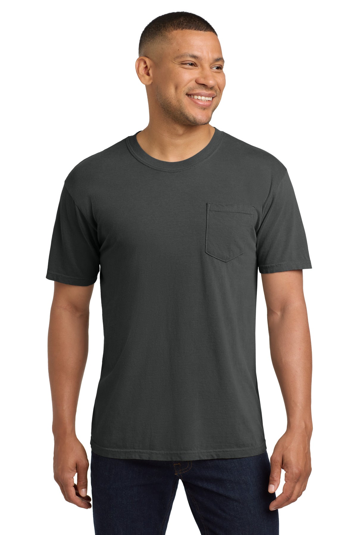 COMFORT COLORS Heavyweight Ring Spun Pocket Tee. 6030 - Graphite - front