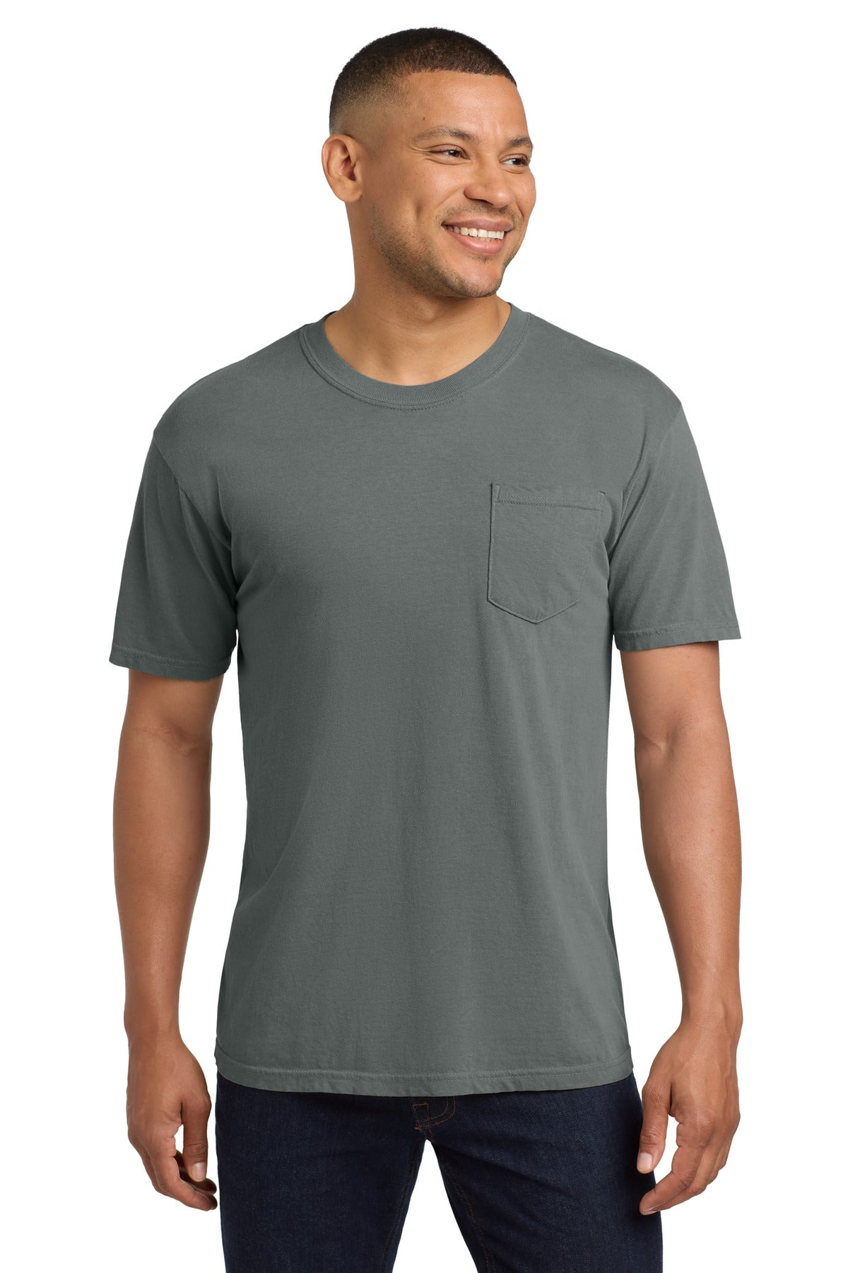 COMFORT COLORS Heavyweight Ring Spun Pocket Tee. 6030 - Grey - front