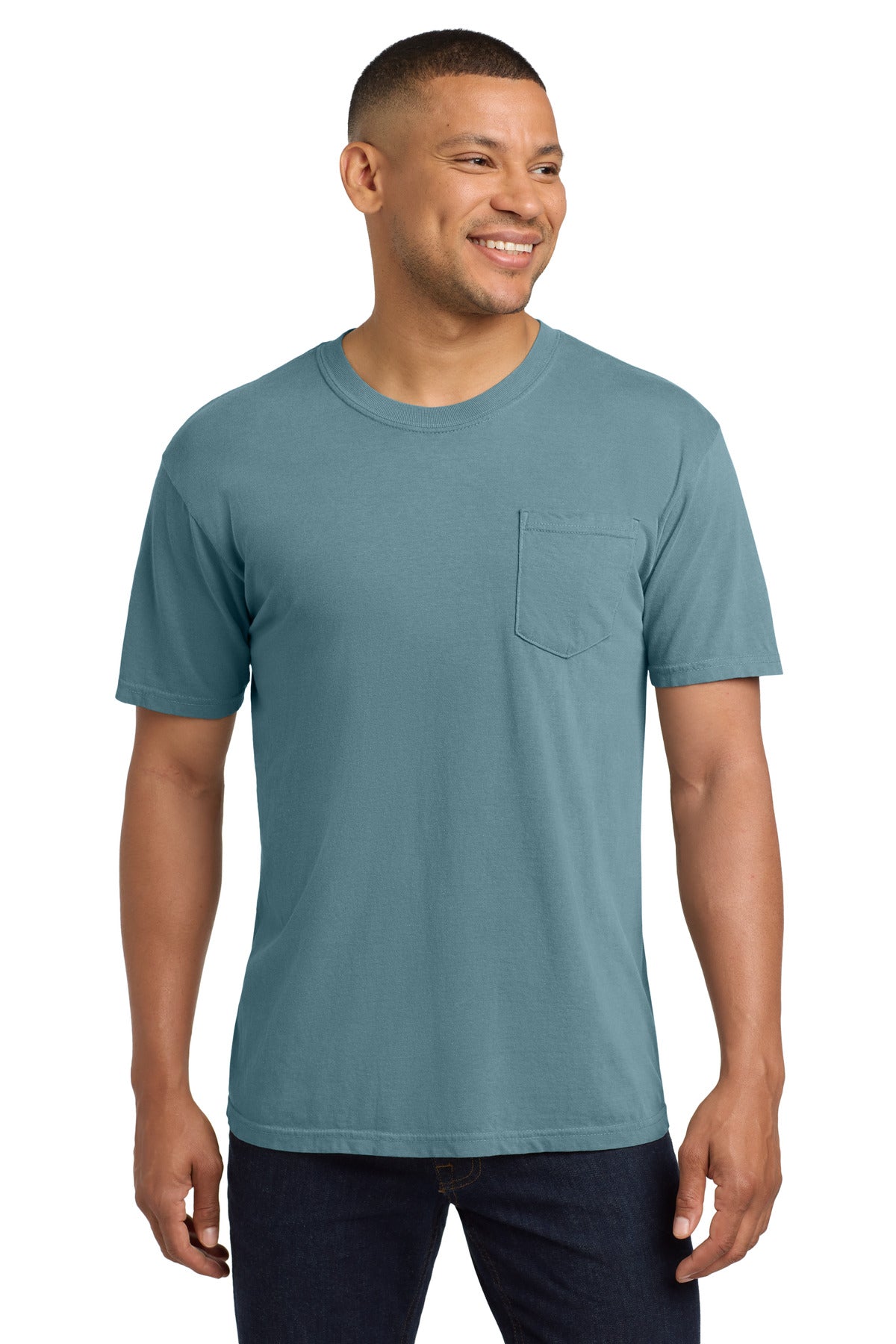 COMFORT COLORS Heavyweight Ring Spun Pocket Tee. 6030 - Ice Blue - front
