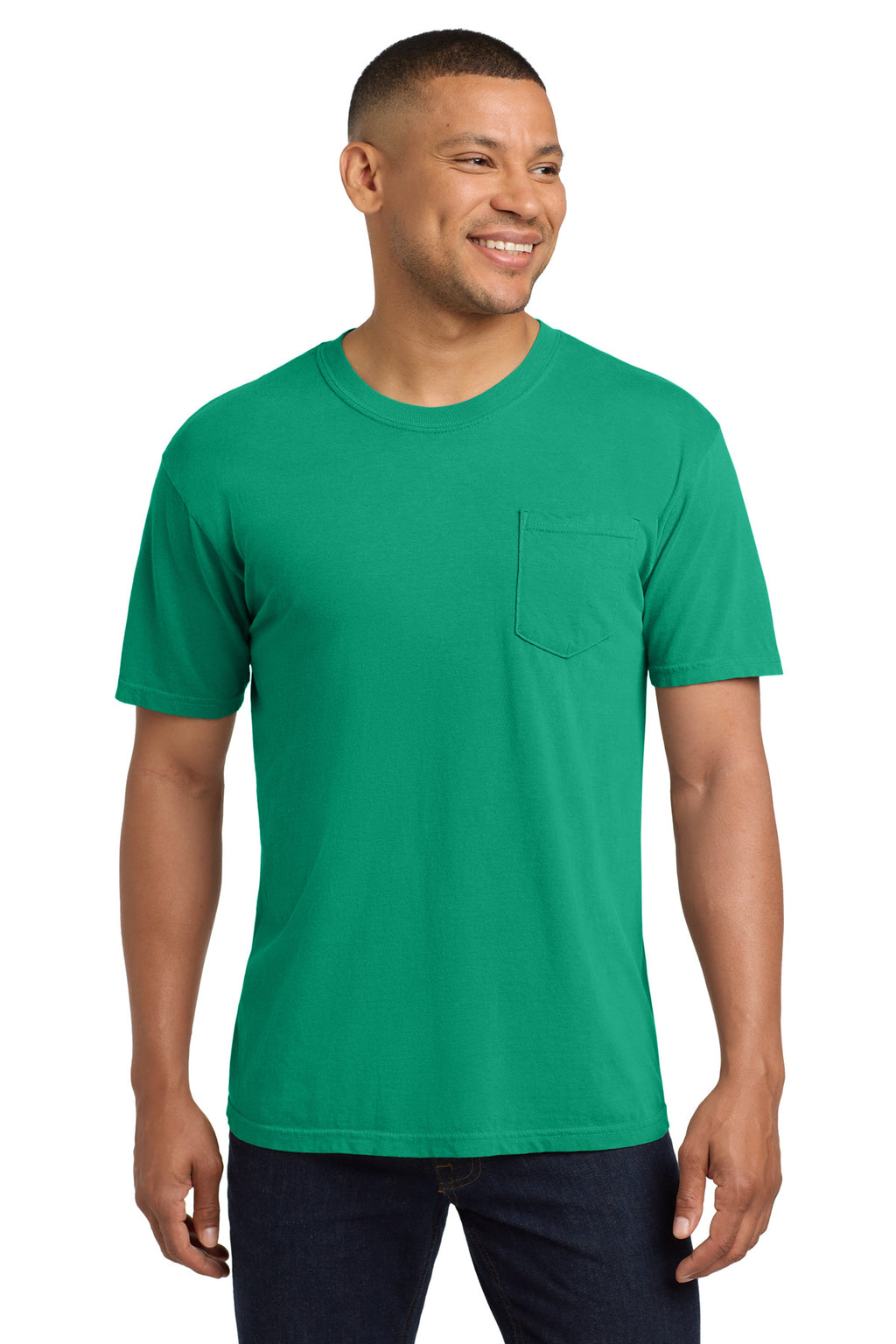 COMFORT COLORS Heavyweight Ring Spun Pocket Tee. 6030 - Island Green - front