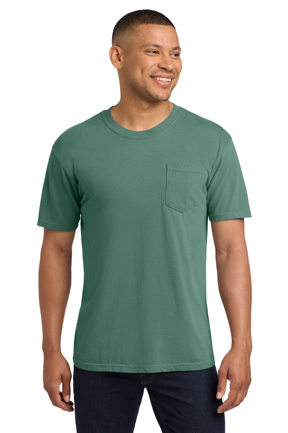 COMFORT COLORS Heavyweight Ring Spun Pocket Tee. 6030 - Light Green - front