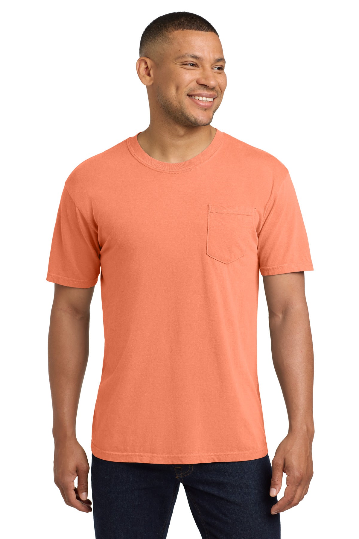COMFORT COLORS Heavyweight Ring Spun Pocket Tee. 6030 - Melon - front