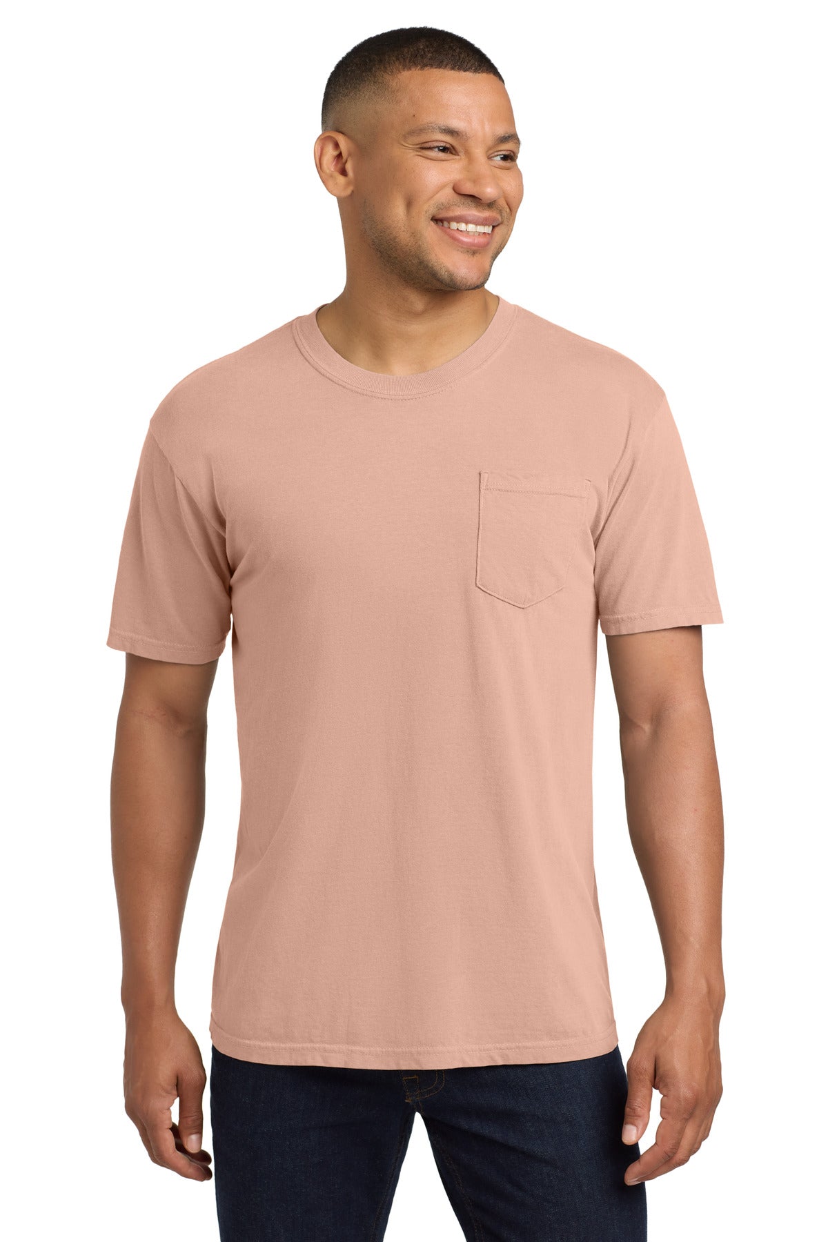 COMFORT COLORS Heavyweight Ring Spun Pocket Tee. 6030 - Peachy - front