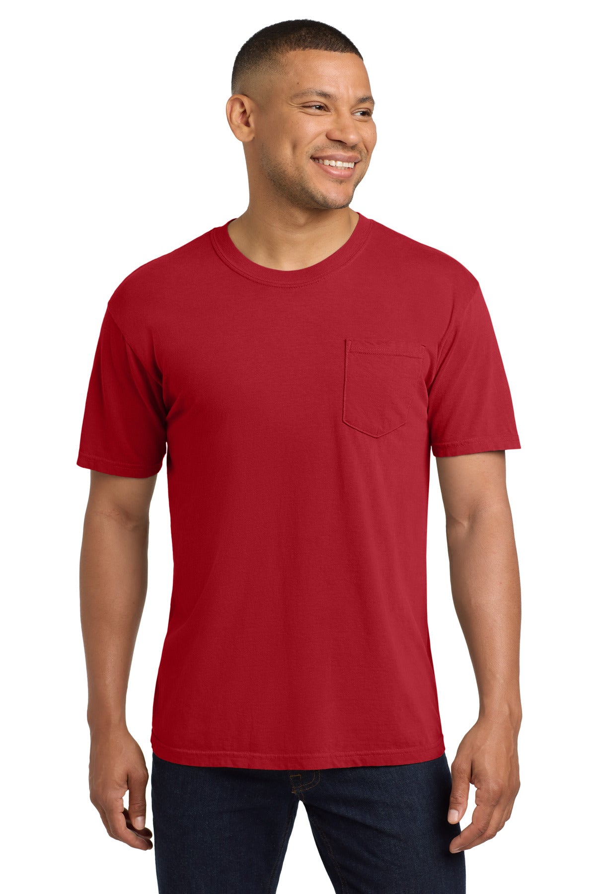COMFORT COLORS Heavyweight Ring Spun Pocket Tee. 6030 - Red - front