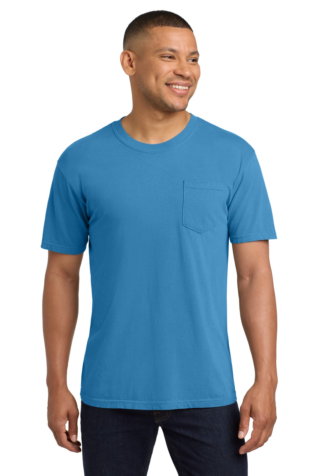 COMFORT COLORS Heavyweight Ring Spun Pocket Tee. 6030 - Royal Caribe - front