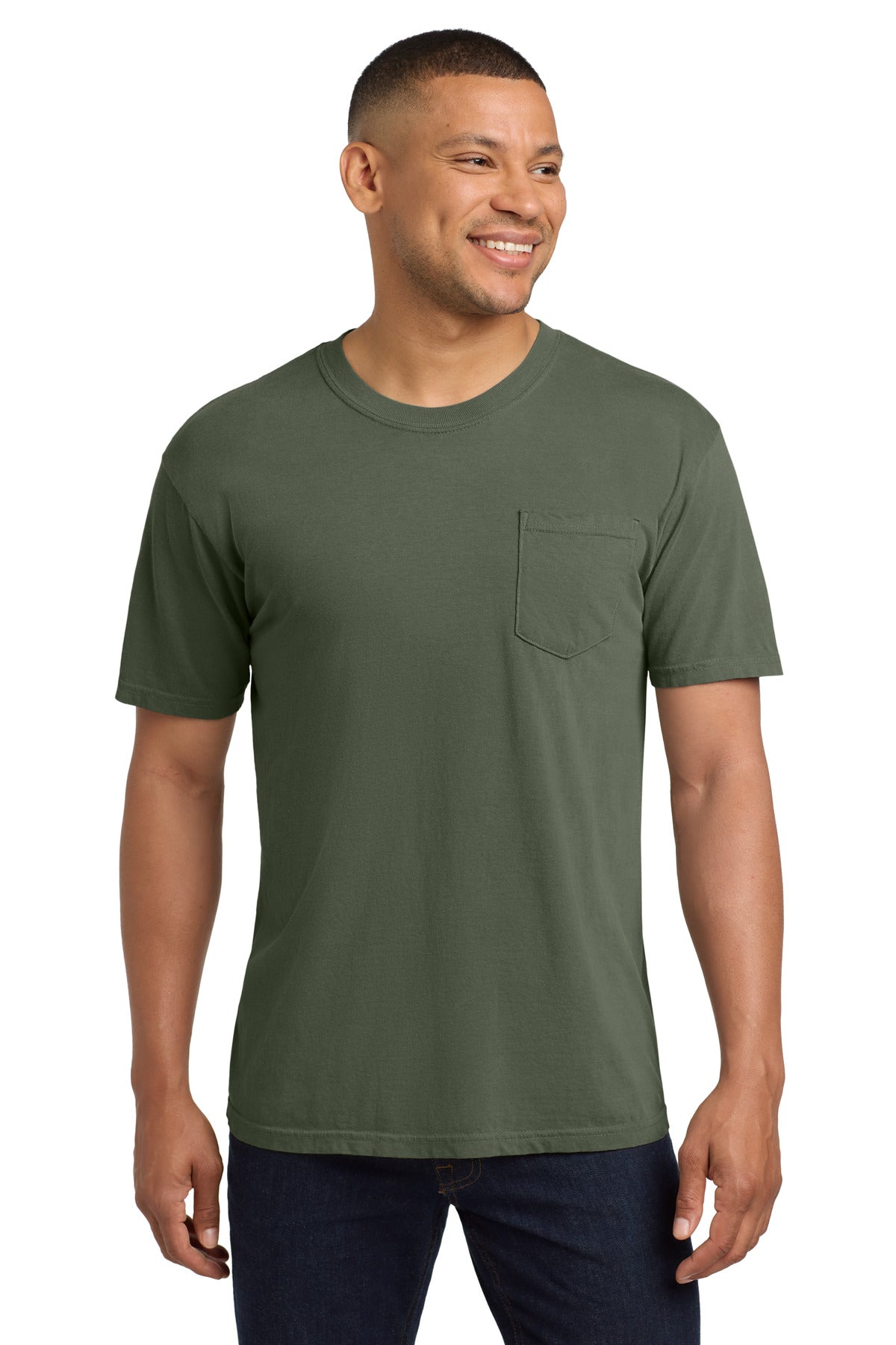 COMFORT COLORS Heavyweight Ring Spun Pocket Tee. 6030 - Sage - front