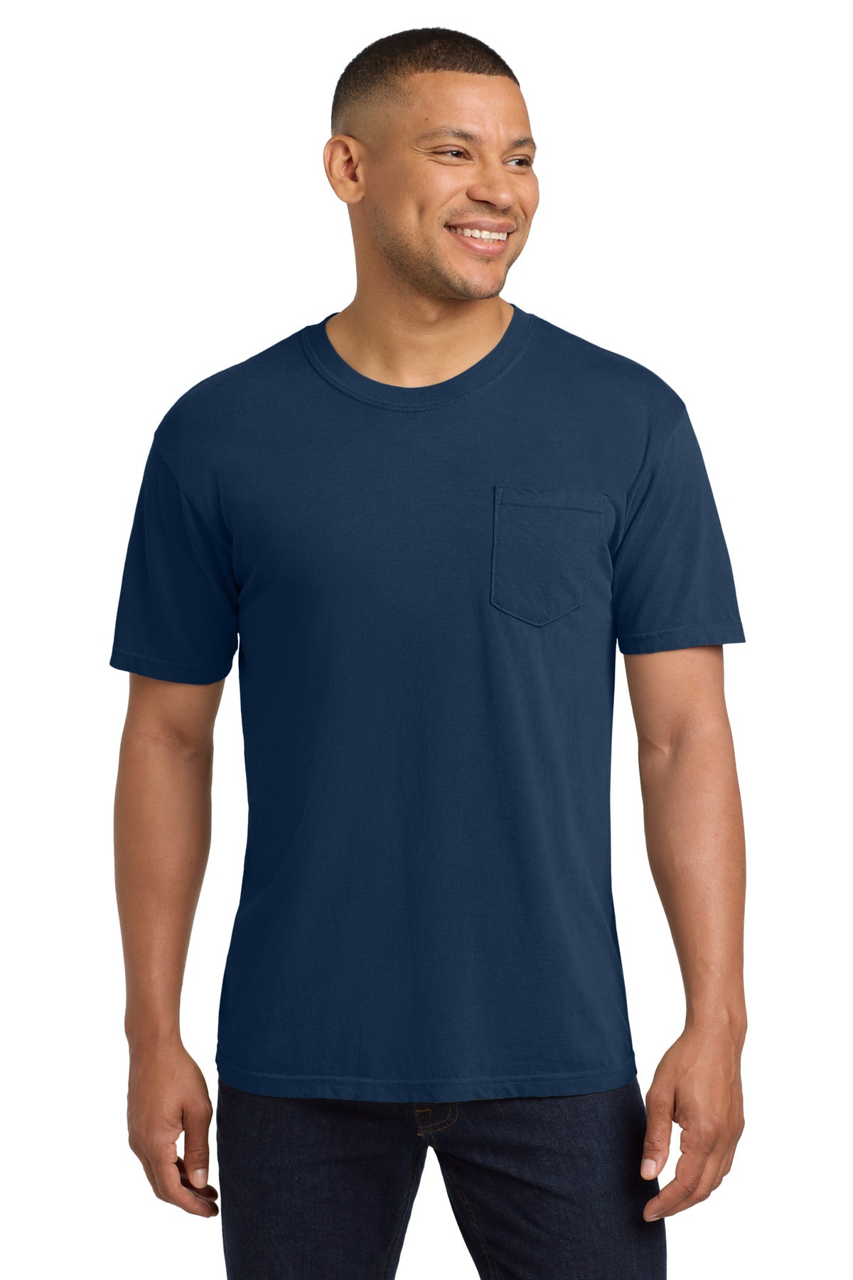 COMFORT COLORS Heavyweight Ring Spun Pocket Tee. 6030 - True Navy - front