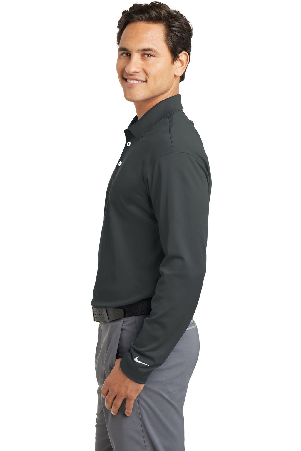 DISCONTINUED Nike Tall Long Sleeve Dri-FIT Stretch Tech Polo. 604940 - Anthracite - side