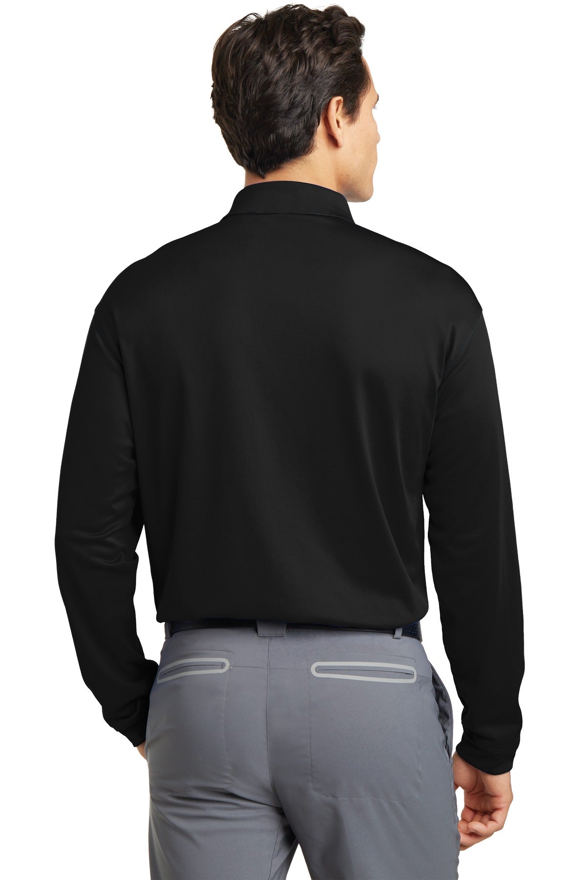 DISCONTINUED Nike Tall Long Sleeve Dri-FIT Stretch Tech Polo. 604940 - Black - back
