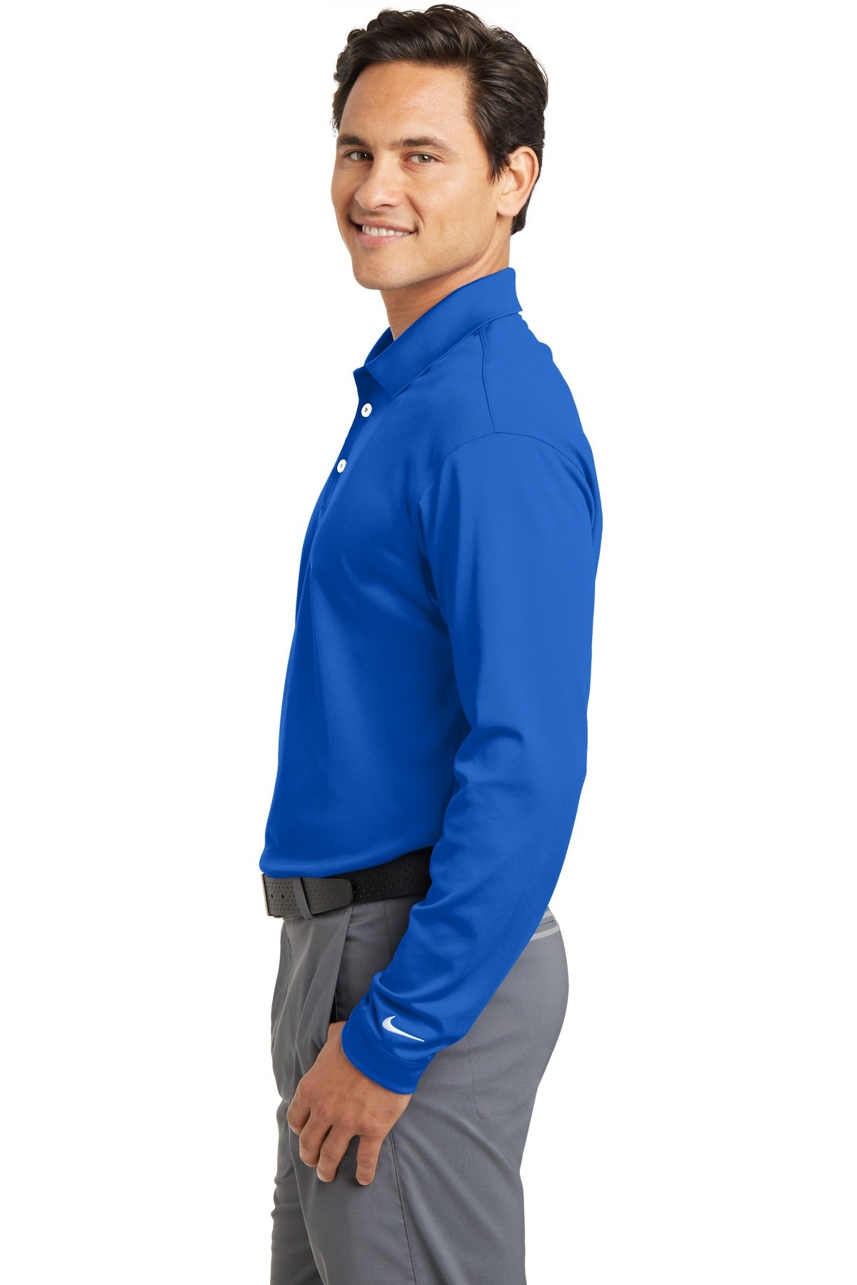 DISCONTINUED Nike Tall Long Sleeve Dri-FIT Stretch Tech Polo. 604940 - Blue Sapphire - side