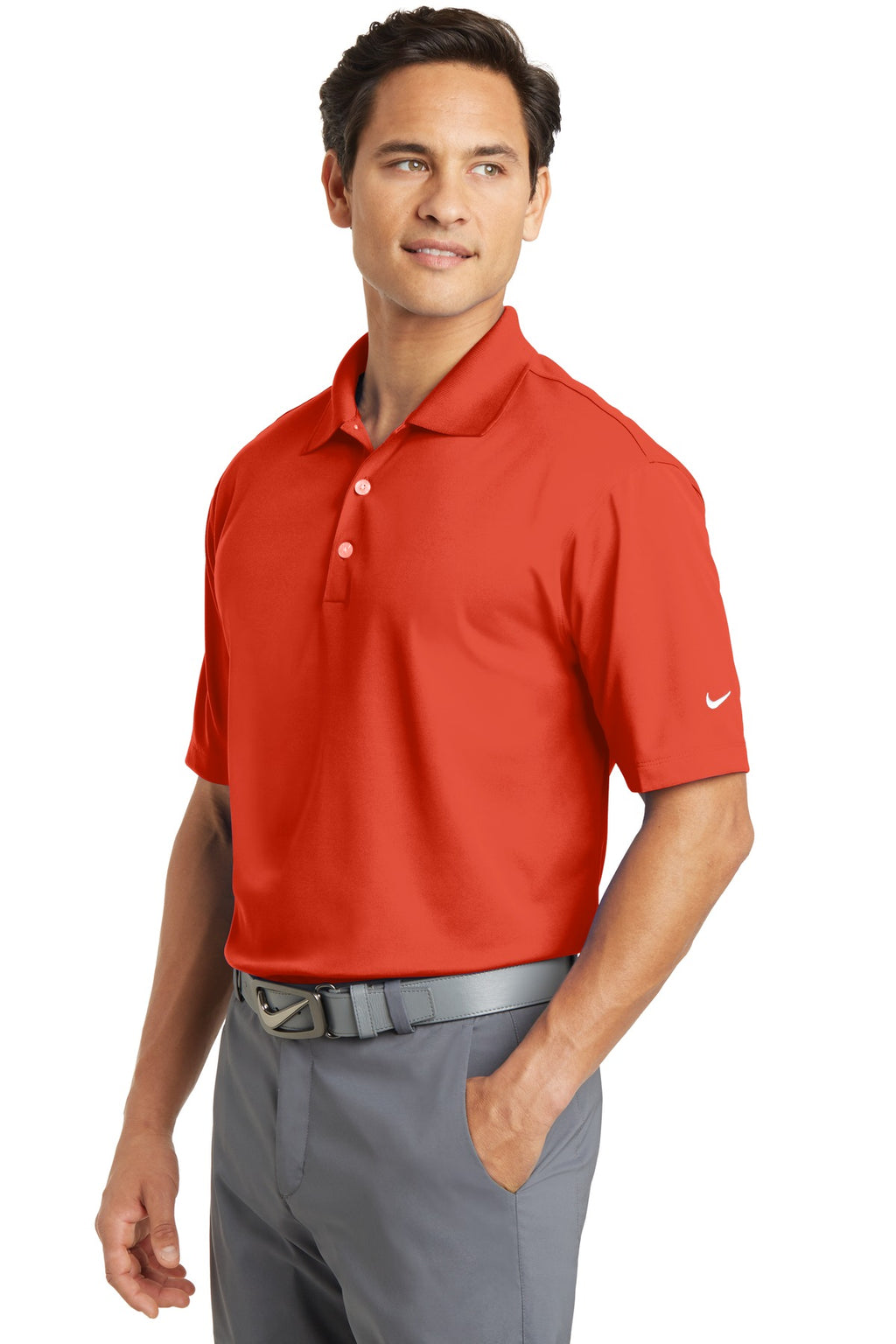 DISCONTINUED Nike Tall Dri-FIT Micro Pique Polo. 604941 - Team Orange - three_q