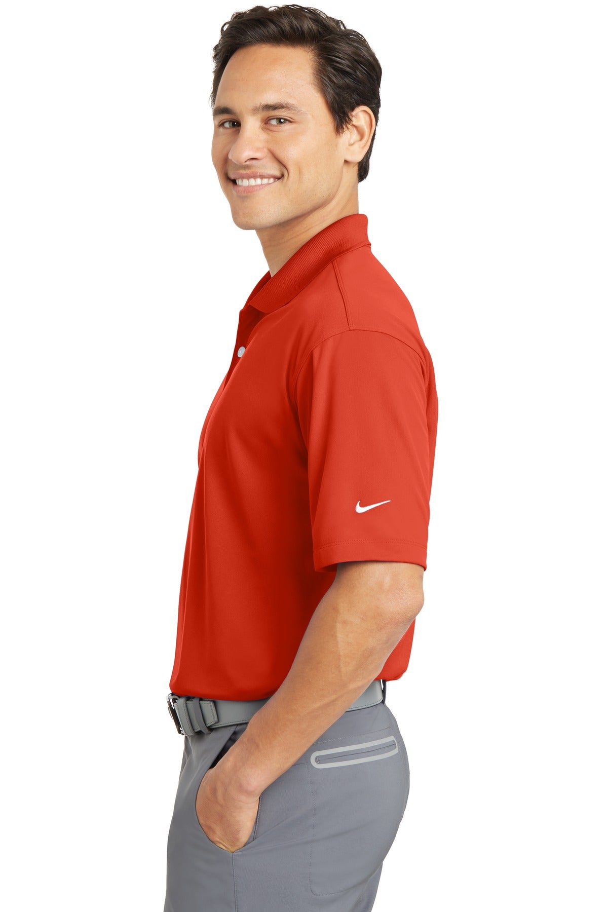 DISCONTINUED Nike Tall Dri-FIT Micro Pique Polo. 604941 - Team Orange - side