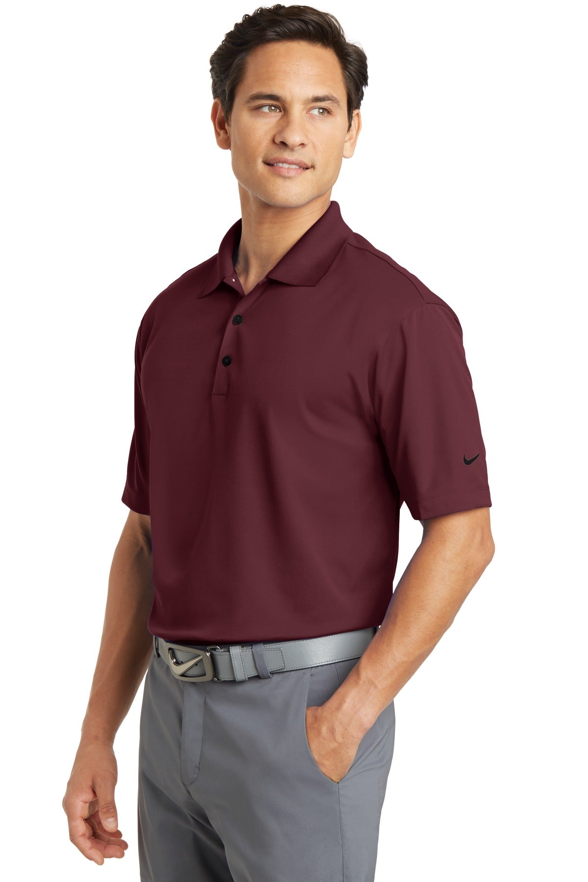DISCONTINUED Nike Tall Dri-FIT Micro Pique Polo. 604941 - Team Red - three_q