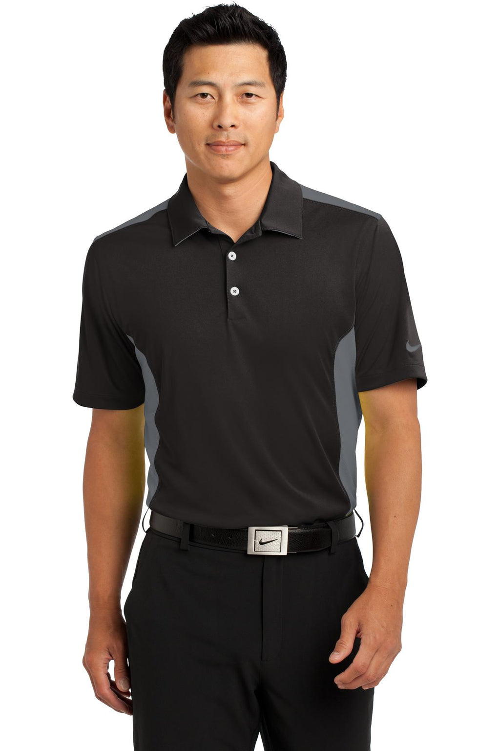 DISCONTINUED Nike Dri-FIT Engineered Mesh Polo. 632418 - Black/ Dark Grey - front