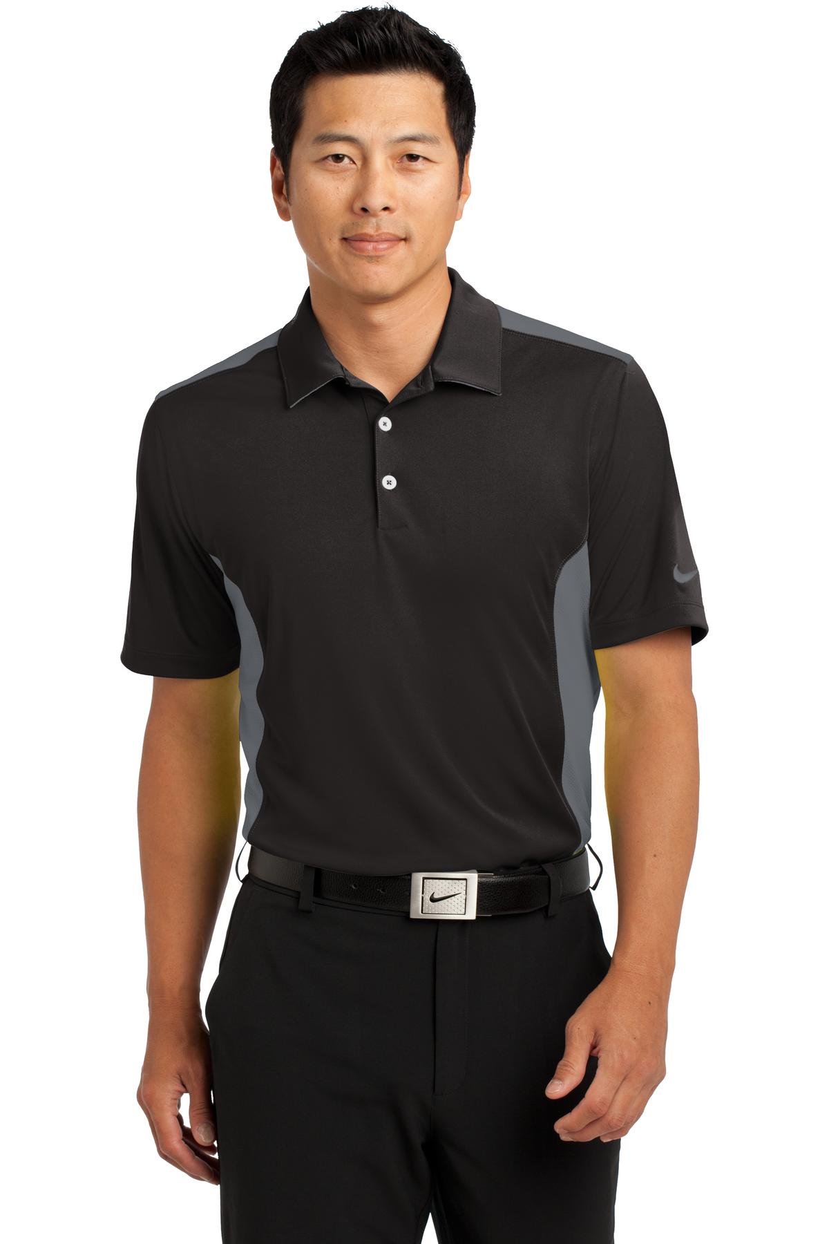 DISCONTINUED Nike Dri-FIT Engineered Mesh Polo. 632418 - Black/ Dark Grey - front