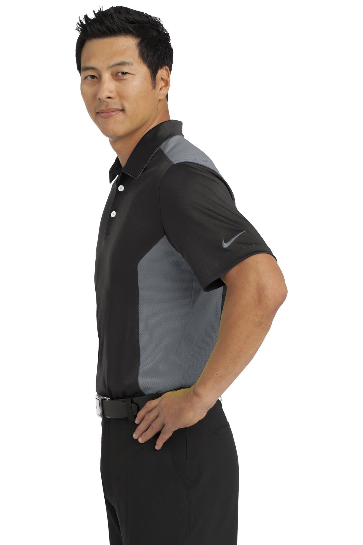 DISCONTINUED Nike Dri-FIT Engineered Mesh Polo. 632418 - Black/ Dark Grey - side