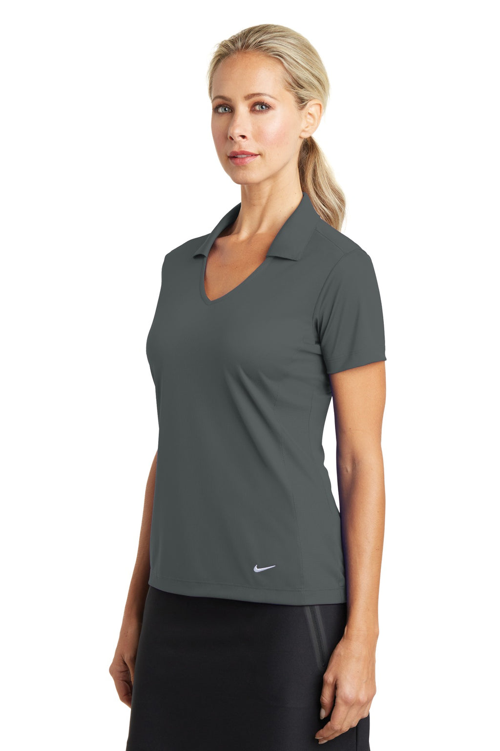 Nike Women's Dri-FIT Vertical Mesh Polo. 637165 - Anthracite - three_q