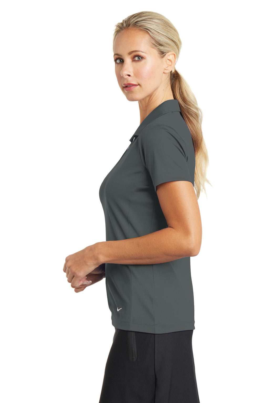 Nike Women's Dri-FIT Vertical Mesh Polo. 637165 - Anthracite - side
