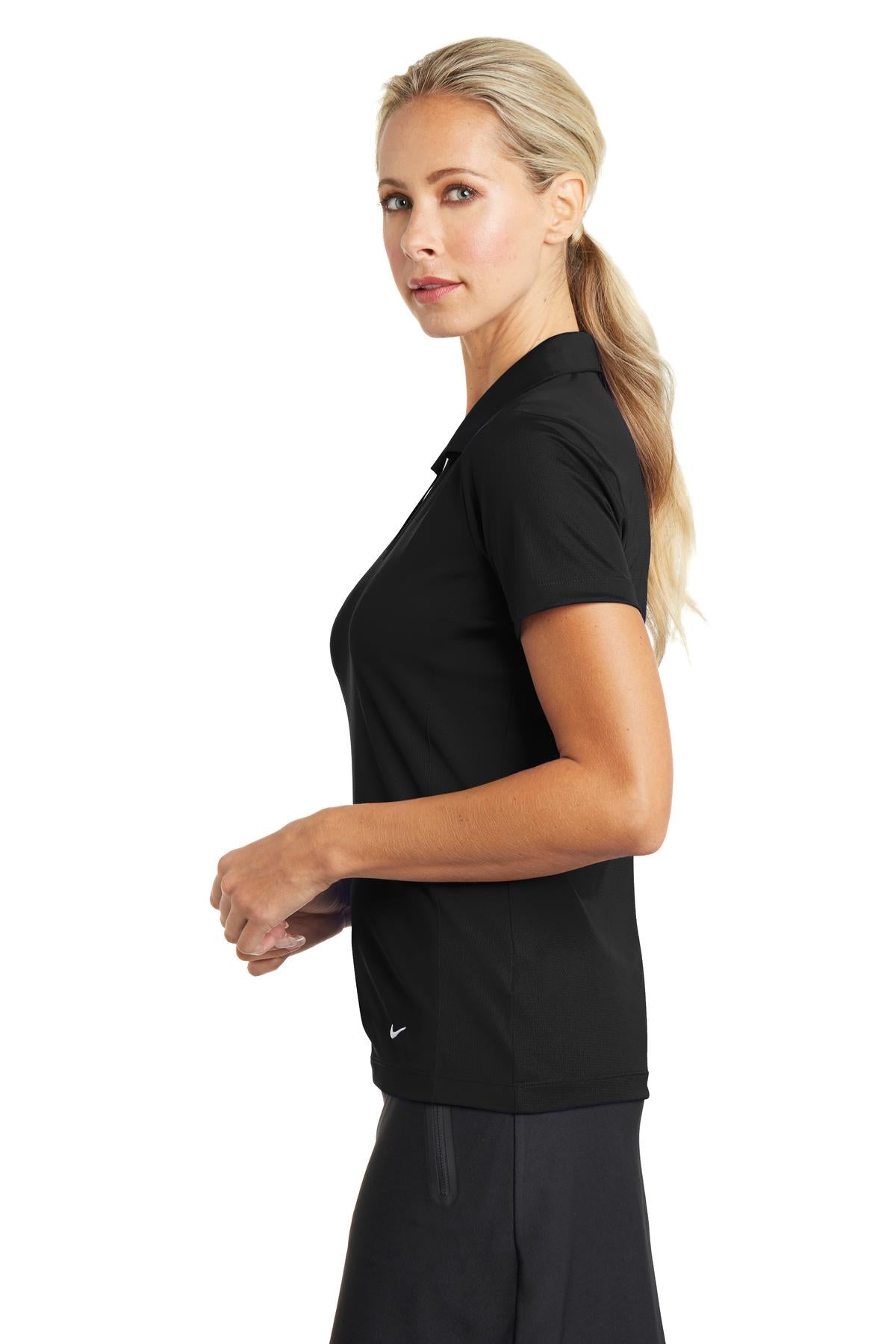 Nike Women's Dri-FIT Vertical Mesh Polo. 637165 - Black - side