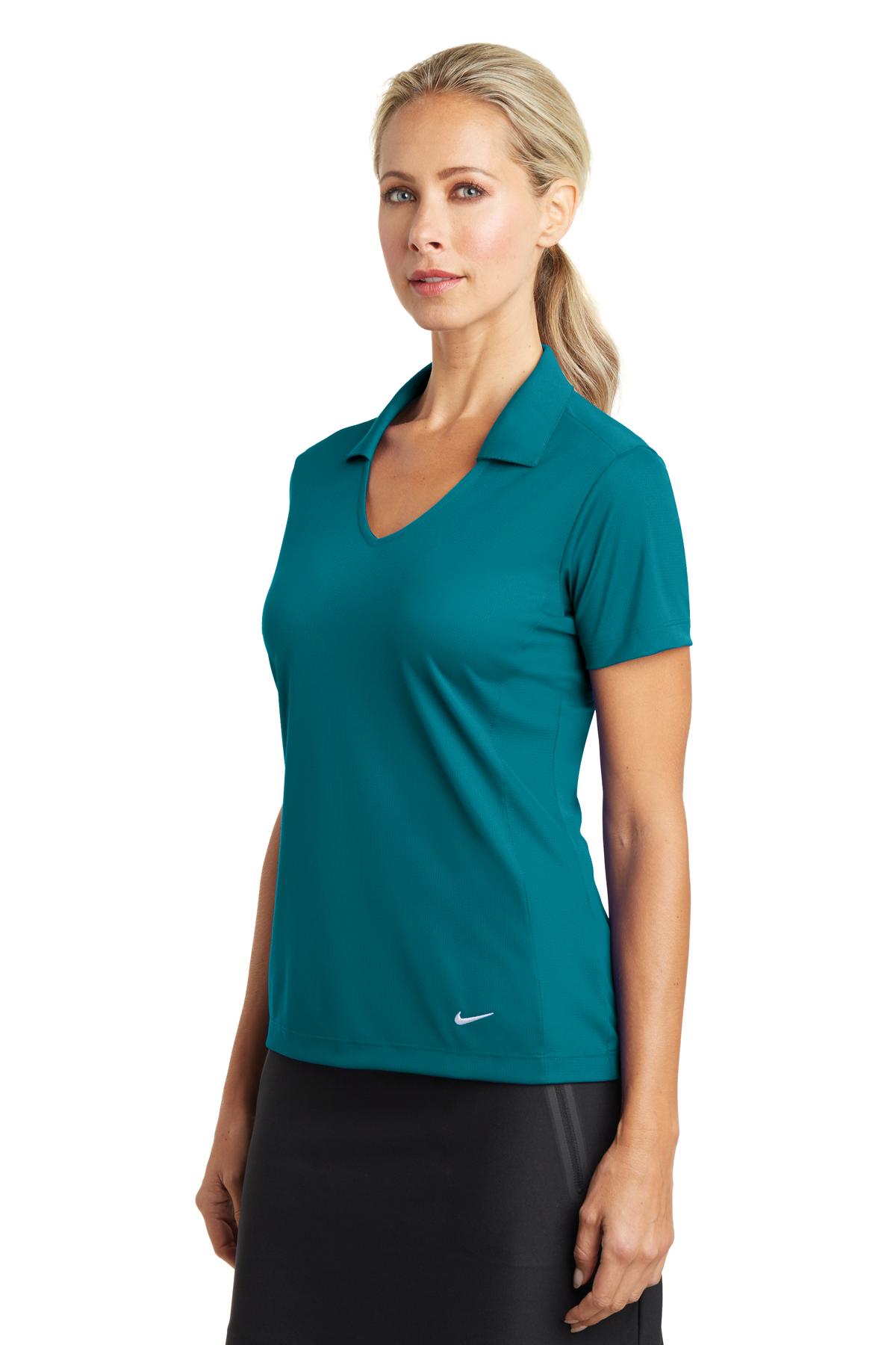 Nike Women's Dri-FIT Vertical Mesh Polo. 637165 - Blustery - three_q