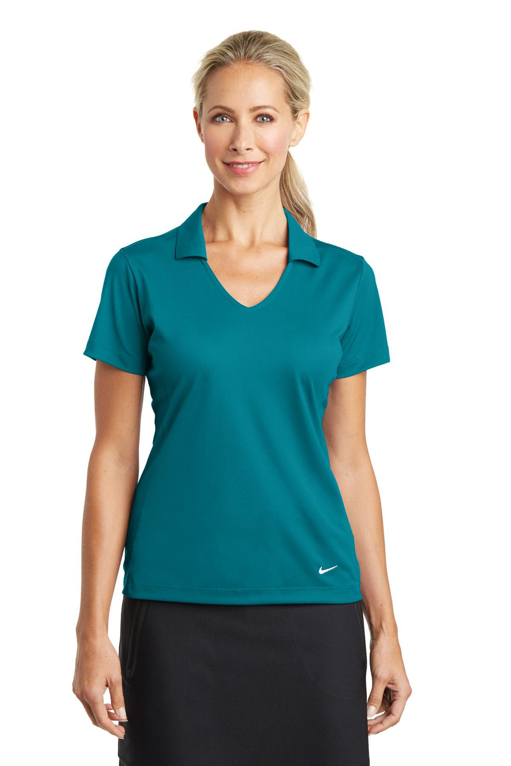 Nike Women's Dri-FIT Vertical Mesh Polo. 637165 - Blustery - front