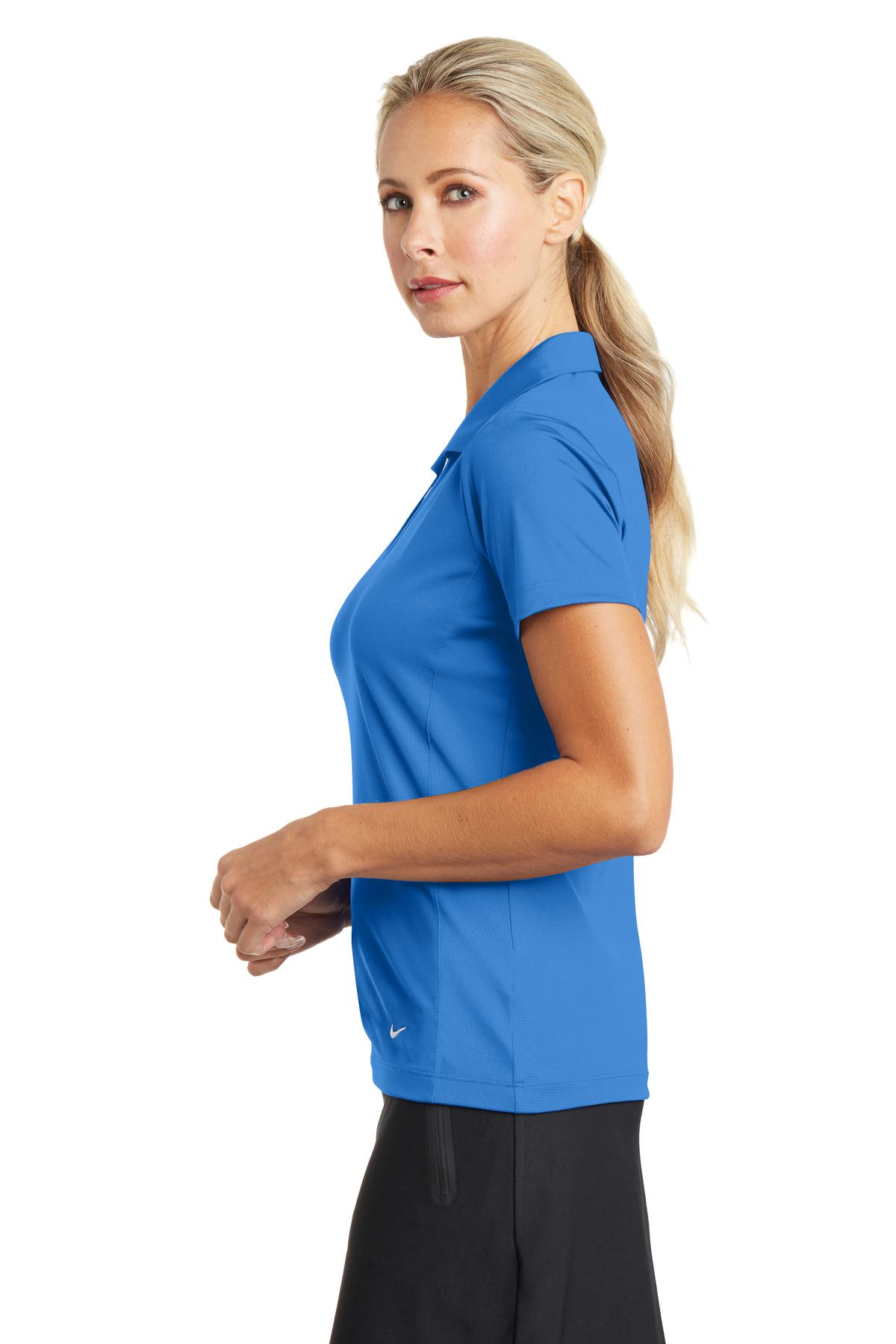 Nike Women's Dri-FIT Vertical Mesh Polo. 637165 - Brisk Blue - side