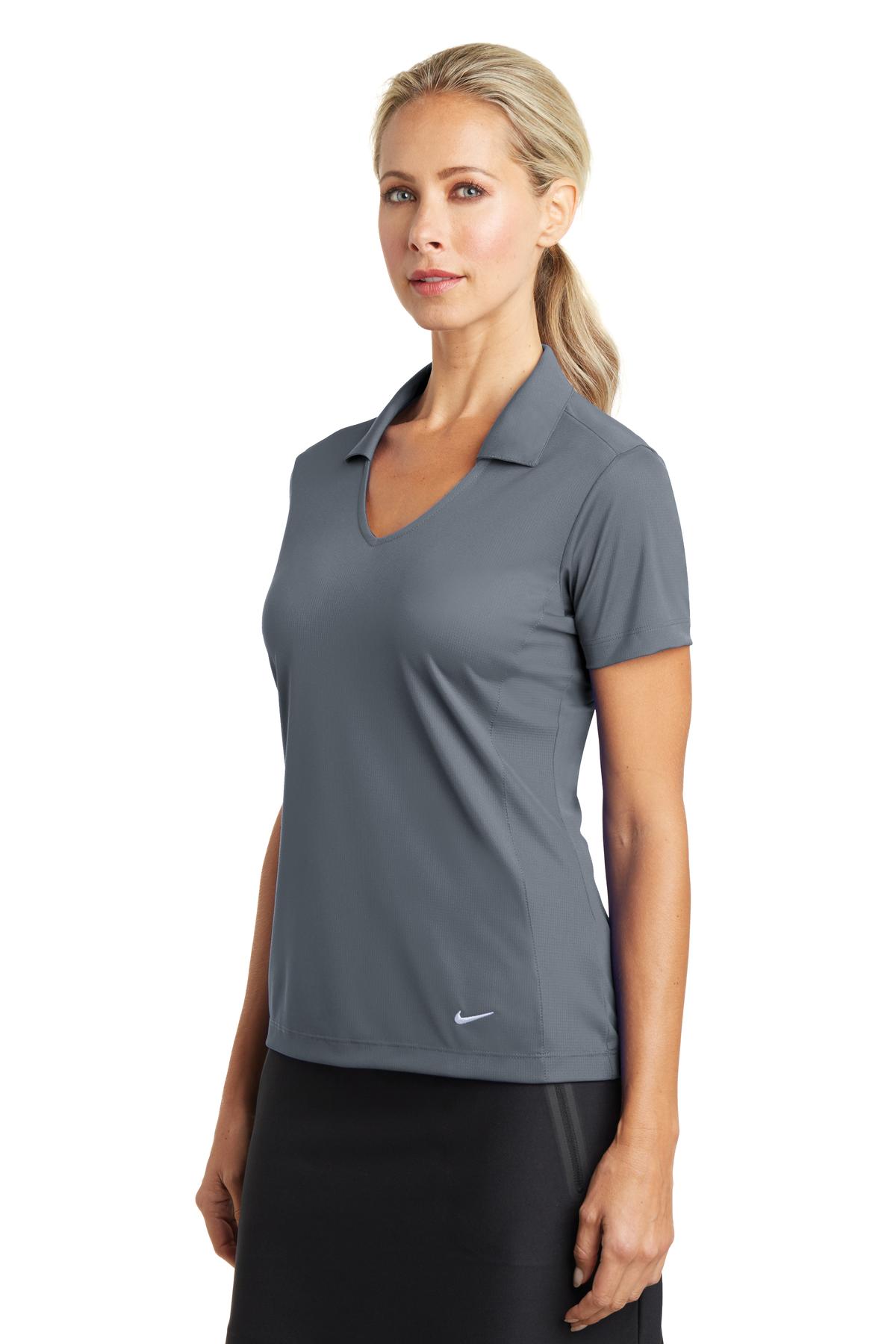 Nike Women's Dri-FIT Vertical Mesh Polo. 637165 - Cool Grey - three_q