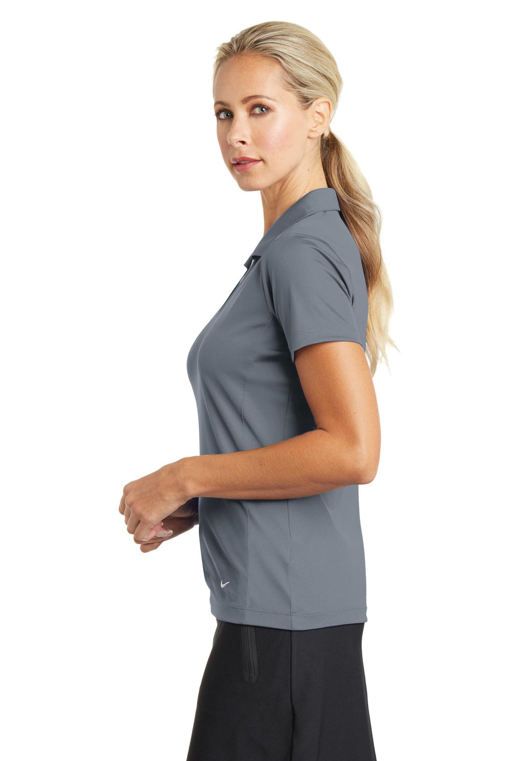 Nike Women's Dri-FIT Vertical Mesh Polo. 637165 - Cool Grey - side