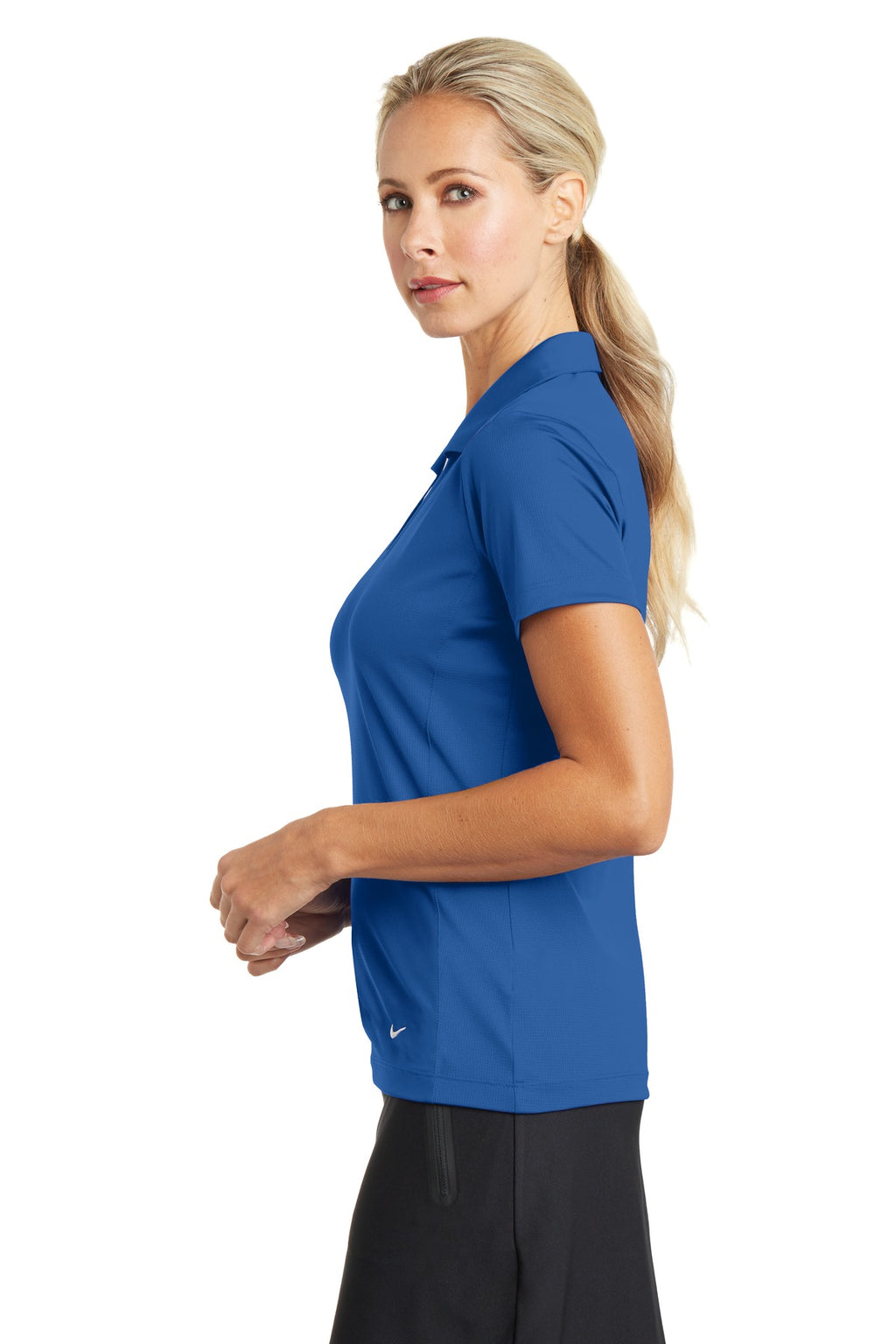 Nike Women's Dri-FIT Vertical Mesh Polo. 637165 - Gym Blue - side