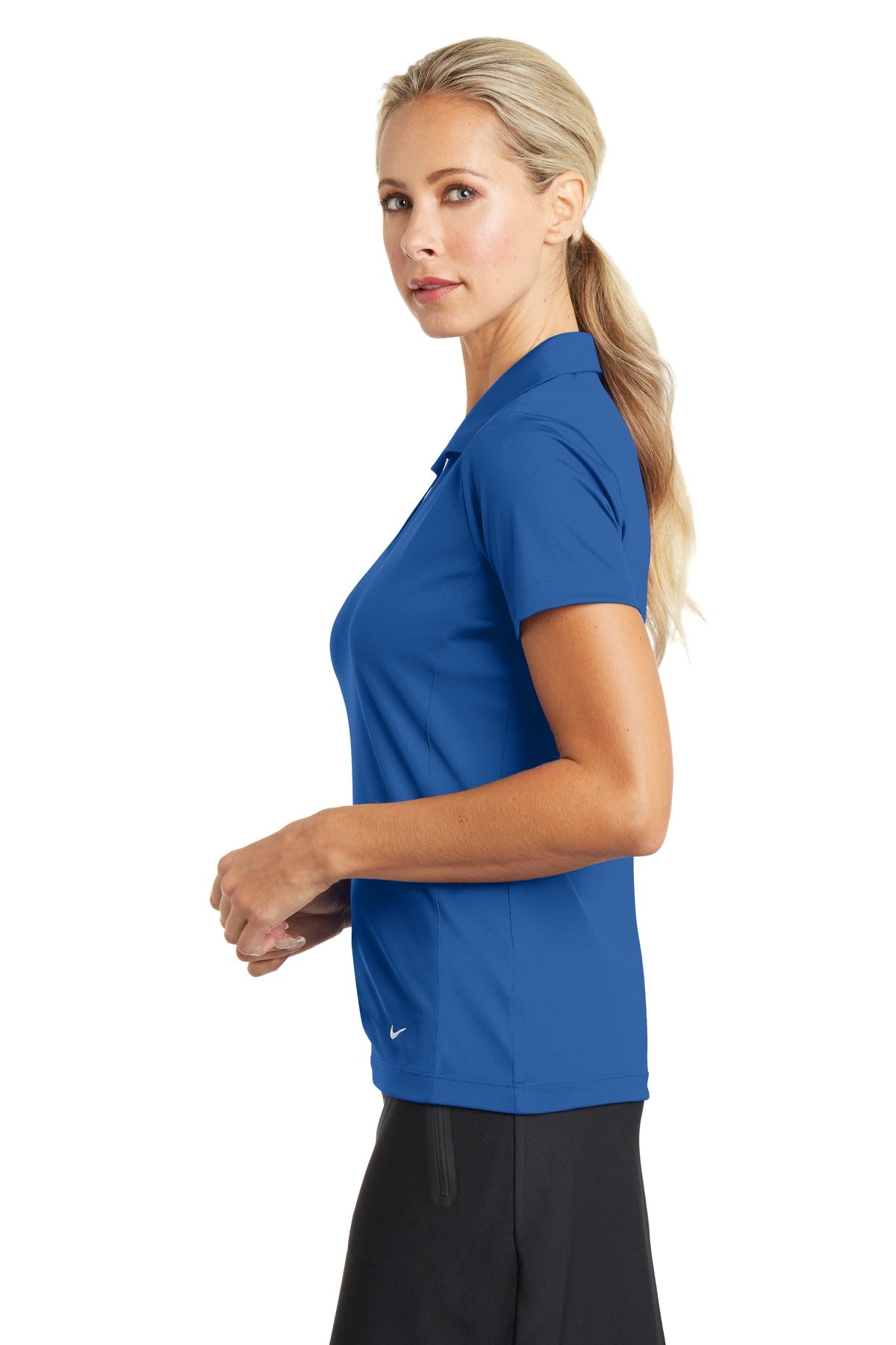 Nike Women's Dri-FIT Vertical Mesh Polo. 637165 - Gym Blue - side