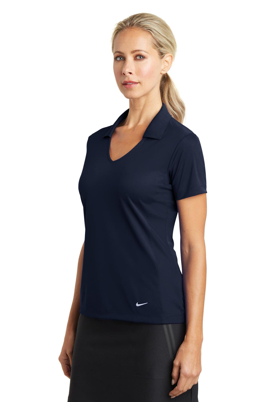 Nike Women's Dri-FIT Vertical Mesh Polo. 637165 - Marine - three_q