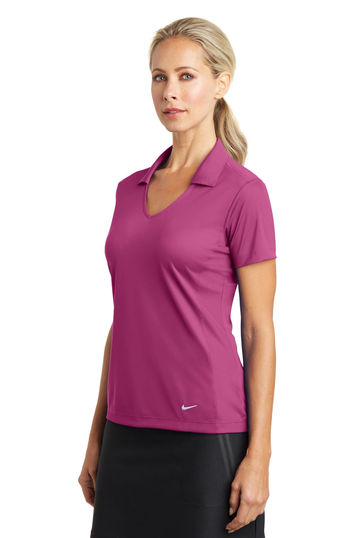 Nike Women's Dri-FIT Vertical Mesh Polo. 637165 - Pink Fire - three_q