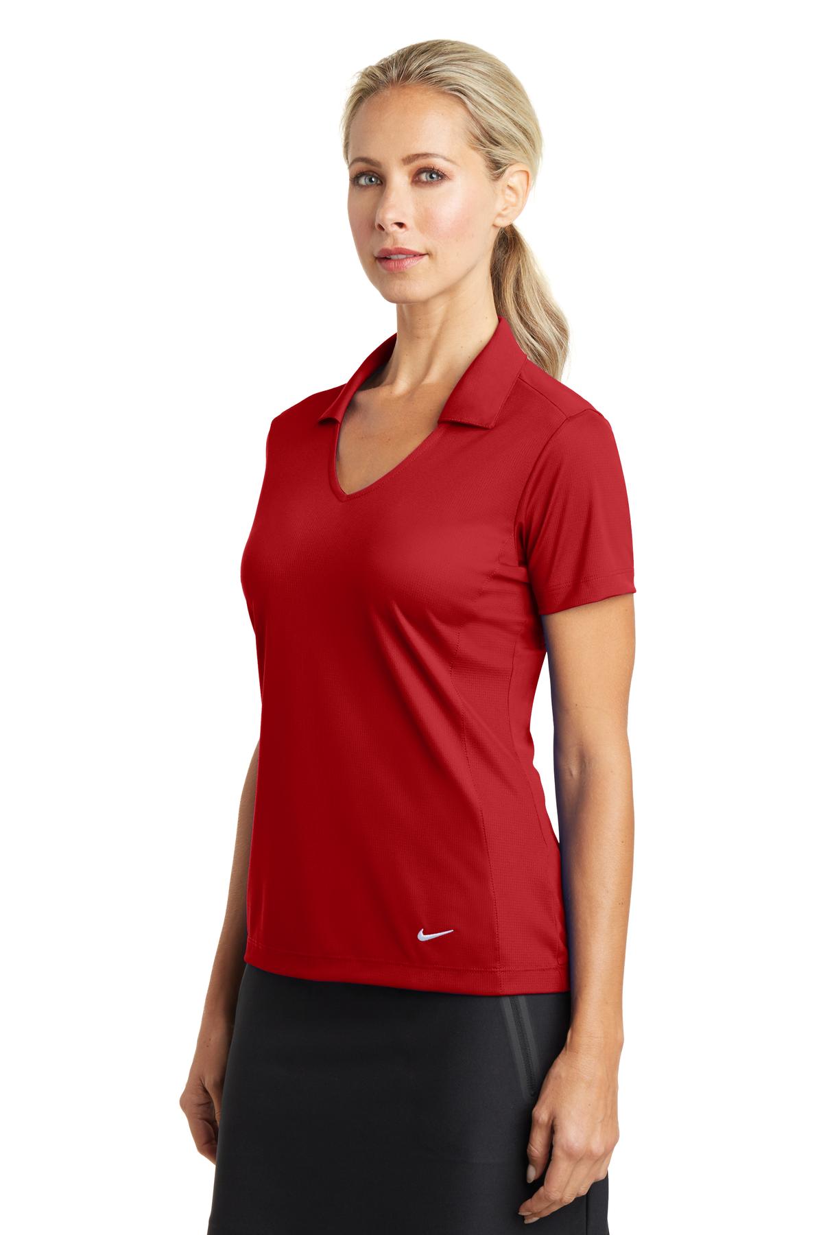 Nike Women's Dri-FIT Vertical Mesh Polo. 637165 - University Red - three_q
