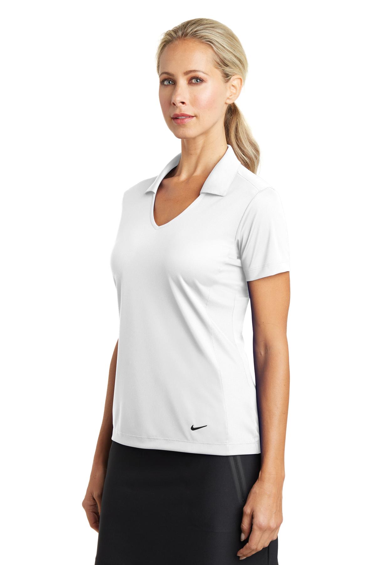 Nike Women's Dri-FIT Vertical Mesh Polo. 637165 - White - three_q
