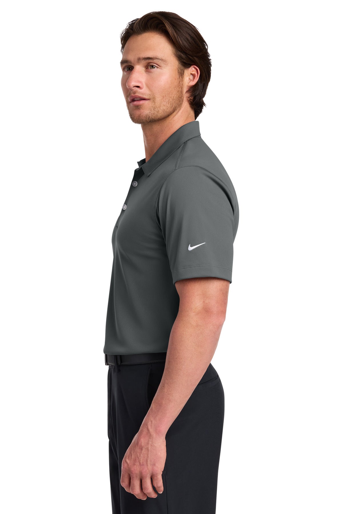 Nike Dri-FIT Vertical Mesh Polo. 637167 - Anthracite - side