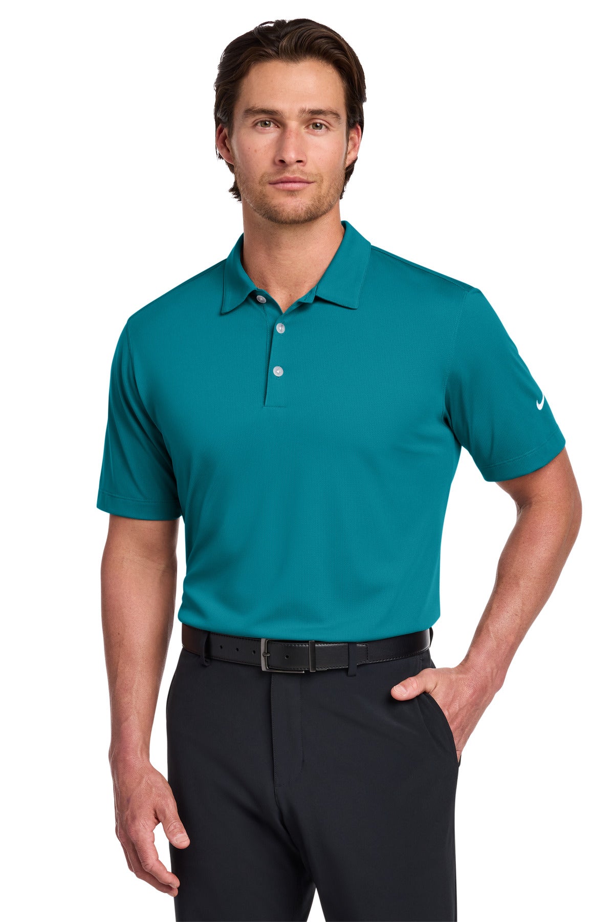 Nike Dri-FIT Vertical Mesh Polo. 637167 - Blustery - front