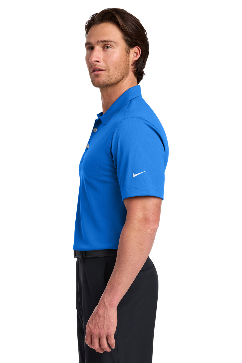 Nike Dri-FIT Vertical Mesh Polo. 637167 - Brisk Blue - side