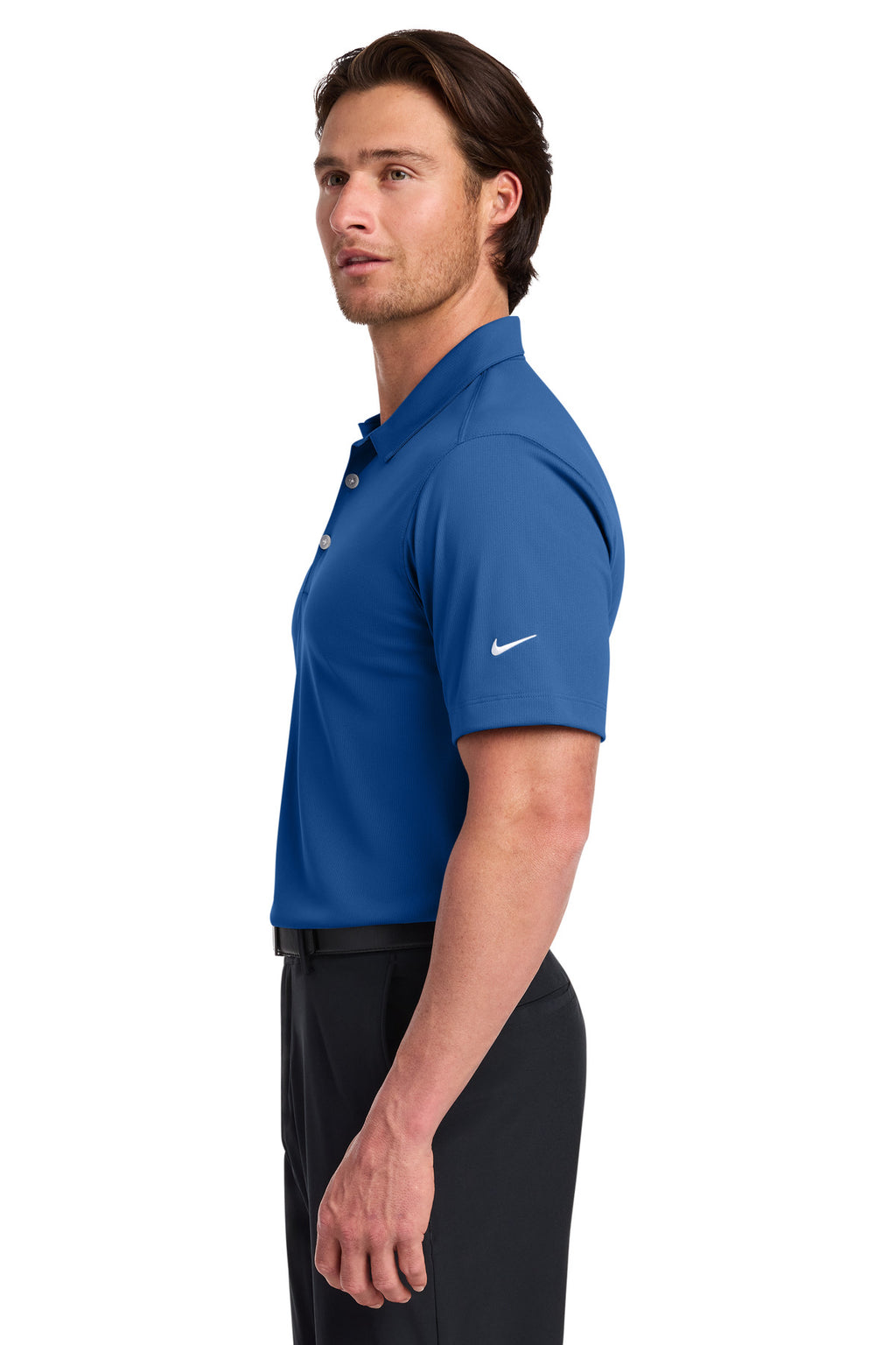 Nike Dri-FIT Vertical Mesh Polo. 637167 - Gym Blue - side