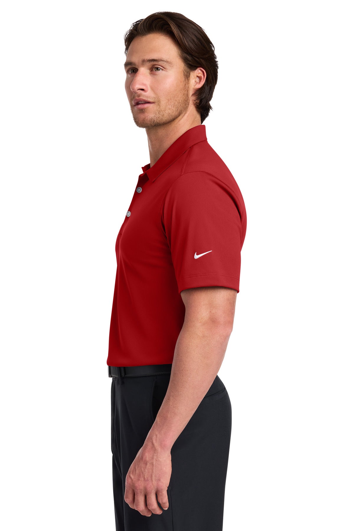 Nike Dri-FIT Vertical Mesh Polo. 637167 - University Red - side
